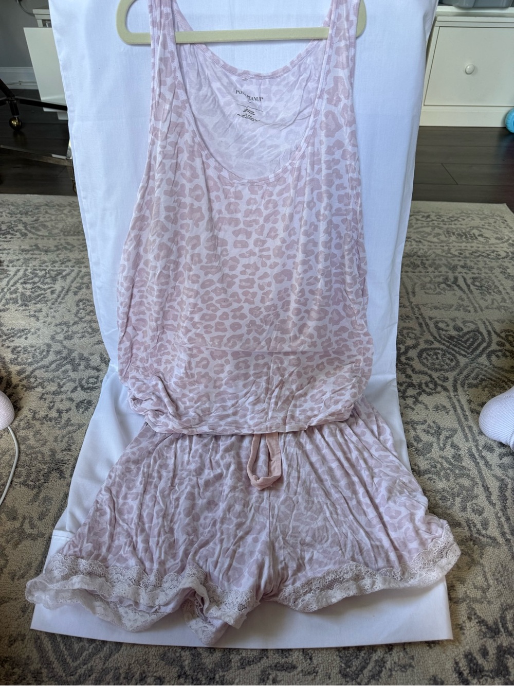 Posh Peanut Blush Pink Leopard-Print Satin Tank Romper